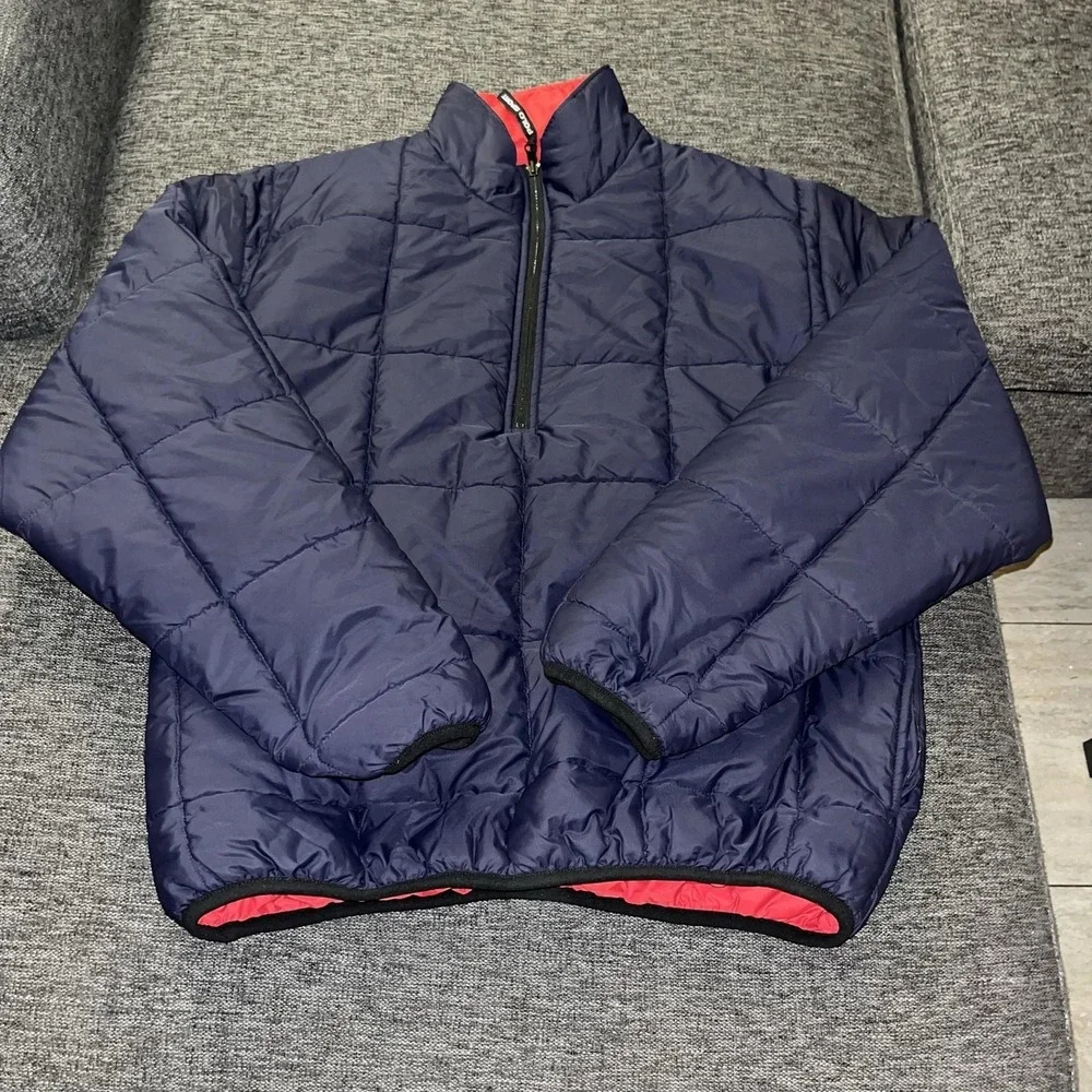 Polo Sport Ralph Lauren Jacket Mens Large Red Navy Reversible Puffer 1/4 Zip
